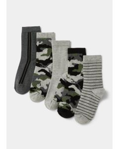 Boys 5 Pack Camo Ankle Socks