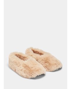 Faux Fur Ballet Slippers-w