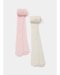 Baby Pink & Cream Ribbed Tights (Newborn-18Mths)