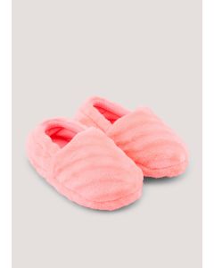 Girls Pink Faux Fur Mule Slippers (Younger 4-12)