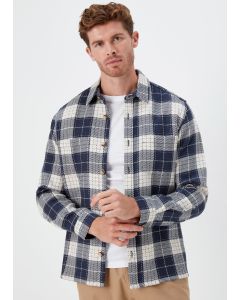 Navy Check Open Weave Overshirt