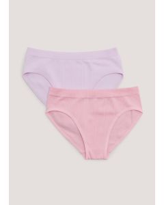 Girls 2 Pack Ribbed Seam Free Knickers (6-13yrs)