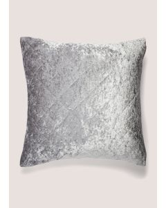 Silver Quilted Crushed Velvet Cushion (43cm x 43cm)