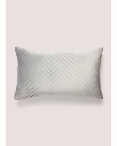 Grey Velvet Quilted Cushion (30cm x 50cm)