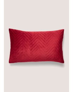 Velvet Quilted Cushion-Red-One Size