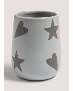 Heart & Star Stamp Bathroom Tumbler (8cm x 8cm x 11cm)