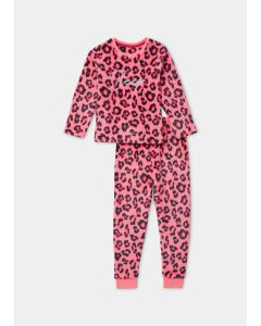 Girls Pink Leopard Print Pyjama Set (5-13yrs)