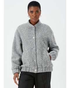 Grey Boucle Bomber Jacket