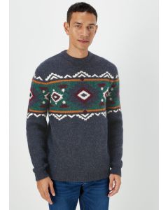 Navy Fairisle Print Jumper