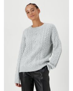 Grey Pearl Cable Knit Jumper