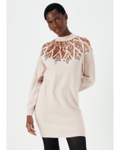 Oatmeal Sequin Yoke Tunic Dress