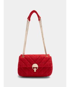 Red Quilted Chain Flap Bag