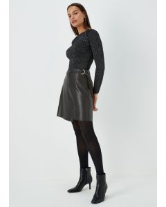 Et Vous Black PU Wrap Mini Skirt