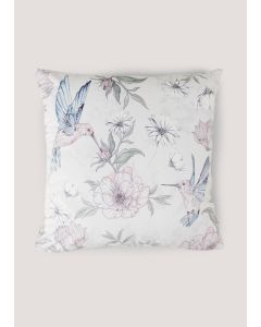 White Hummingbird Print Cushion (43Cm X 43Cm)-White