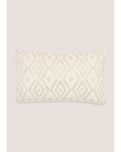 Beaded Diamond Cushion (30Cm X 50Cm)-Off White