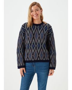 Blue Textured Patterned Jumper