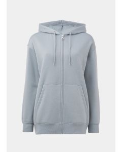 Grey Longline Zip Up Hoodie