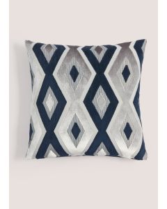 Navy Cut Velvet Diamond Cushion (43cm x 43cm)-Navy