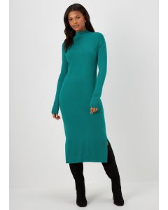 Teal Super Soft Turtle Neck Dress