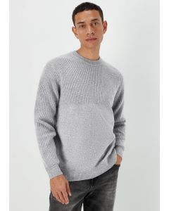 Blue Ribbed Texture Crew Neck Jumper