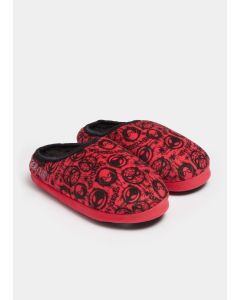 Kids Black & Red Spider-Man Print Mule Slippers