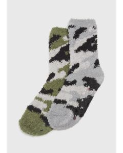 2 Pack Camouflage Print Slipper Socks