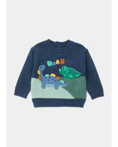 Boys Navy Dinosaur Knitted Jumper (9mths-6yrs)