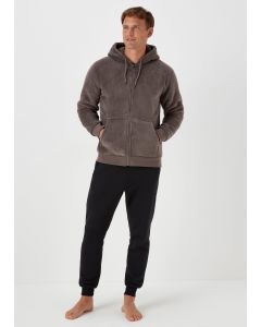 Charcoal Zip Up Fleece Lounge Hoodie