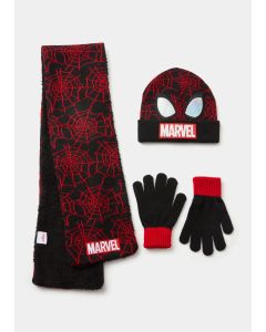 Kids  Marvel Spider-Man Beanie Hat Scarf & Gloves Set