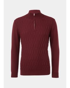 Burgundy Textured 1/4 Zip Jumper