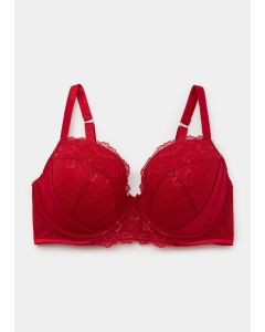 DD+ Red Satin Lace Padded Bra