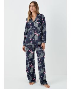  Leopard Print Satin Pyjama Set