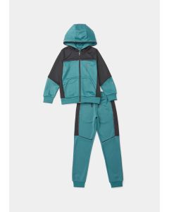 Boys Teal Sports Zip Up Tracksuit Set