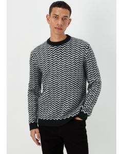 Black Zig Zag Print Sweatshirt