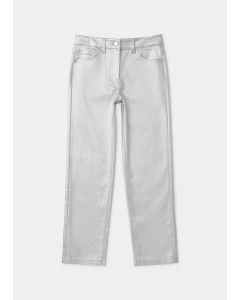 Girls Silver Metallic Trousers