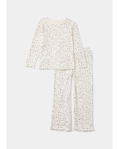 Cream Floral Pointelle Wide Leg Pyjama Set