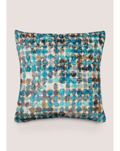 Teal Smudge Spot Cushion (43cm x 43cm)-Blue