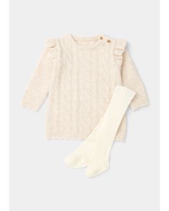 Baby Cream Cable Knit Dress & Tights Set (Newborn-23mths)