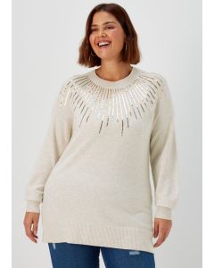 Papaya Curve Cream Sequin Jumper