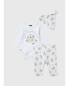 Baby 3 Piece Cream Grogu Print Bodysuit Leggings & Hat Set (Newborn-12Mths)