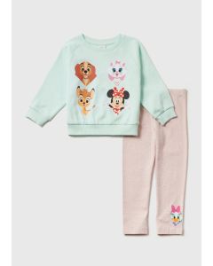 Kids Aqua Disney Heart Print Sweatshirt & Leggings Set (9Mths-7Yrs)