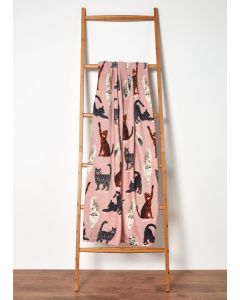 Pink Cat Print Throw (130cm x 150cm)