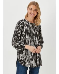  Zebra Print Long Sleeve Bubble Top