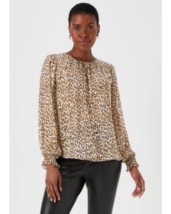 Brown Animal Print Metallic Box Top