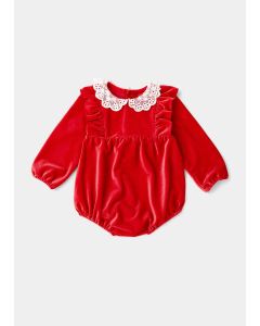 Baby Red Ribbed Velour Romper