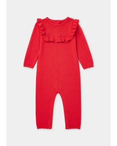 Baby Red Pointelle Knitted Romper (Newborn-23mths)