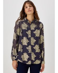 Et Vous Navy Metallic Longline Shirt