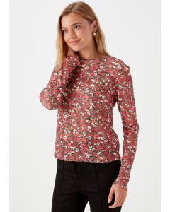 Multicoloured Floral Mesh Top