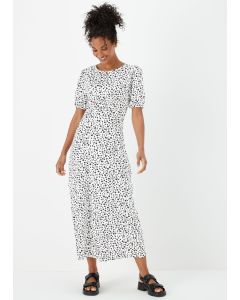 White Empire Spot Midi Dress