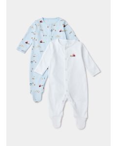 Baby 2 Pack Farm Print Sleepsuits (Newborn-23Mths)